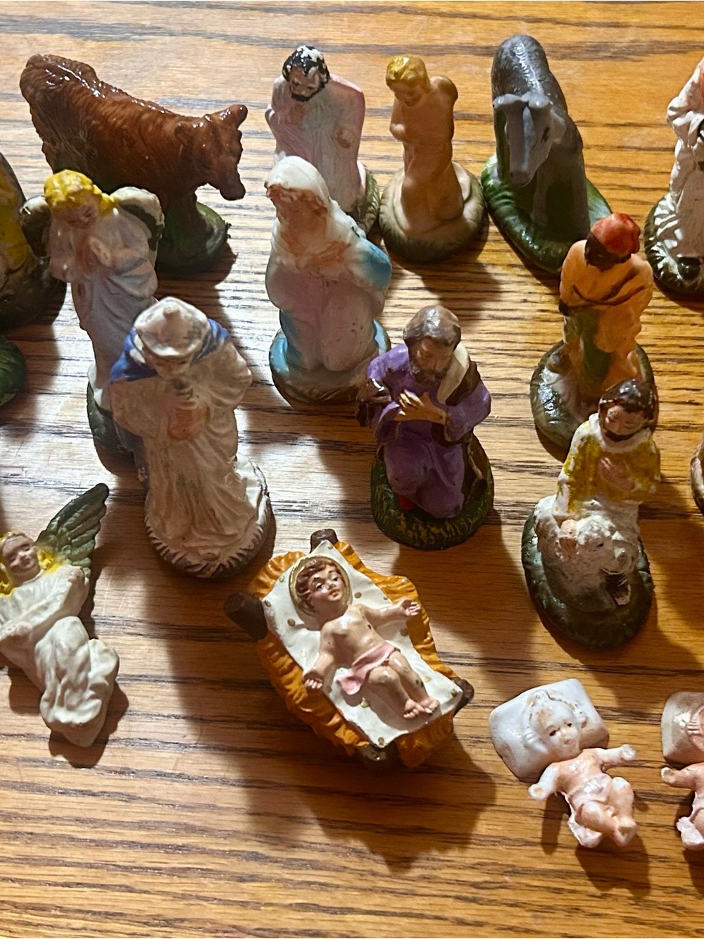 Vintage Nativity Figurines Mixed Lot Italy? Mid-Century Christmas Decor